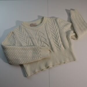 VTG 80s 90s Ramie/Cotton Crop Style Cable Knit Women's Sweater Sz M Sportables